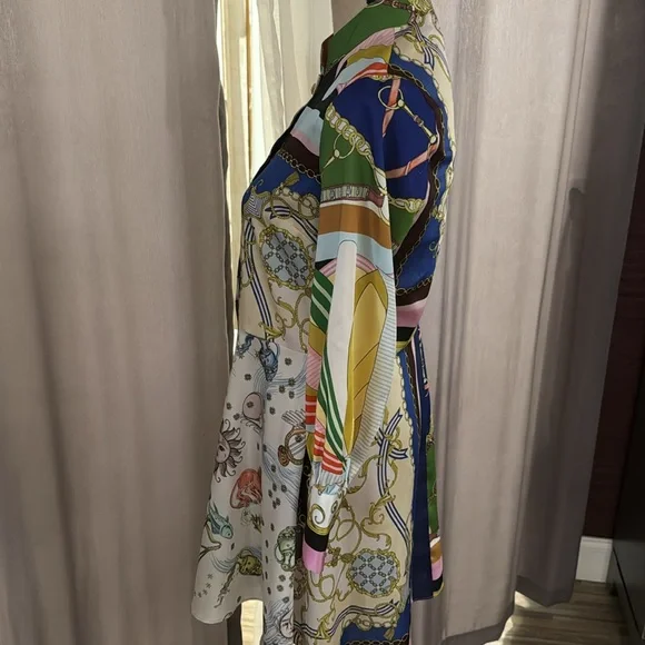 Zara Colorful Patterned Button-Up Dress, xs - Picture 6 of 6